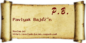 Pavlyak Baján névjegykártya